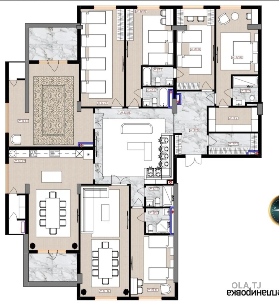 6 комнатная квартира, 10 этаж, 309 м²