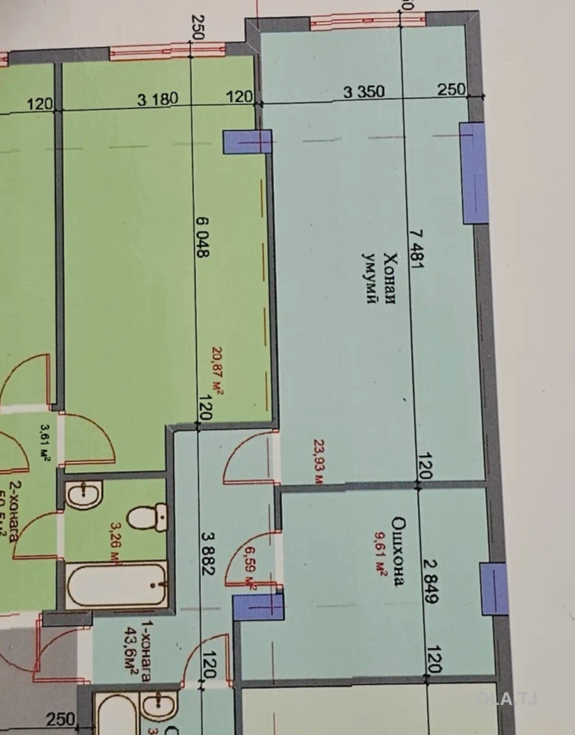 1 комнатная квартира, 8 этаж, 45 м²