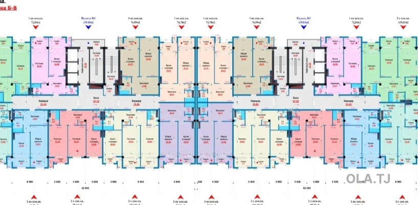 1 комнатная квартира, 7 этаж, 73 м²