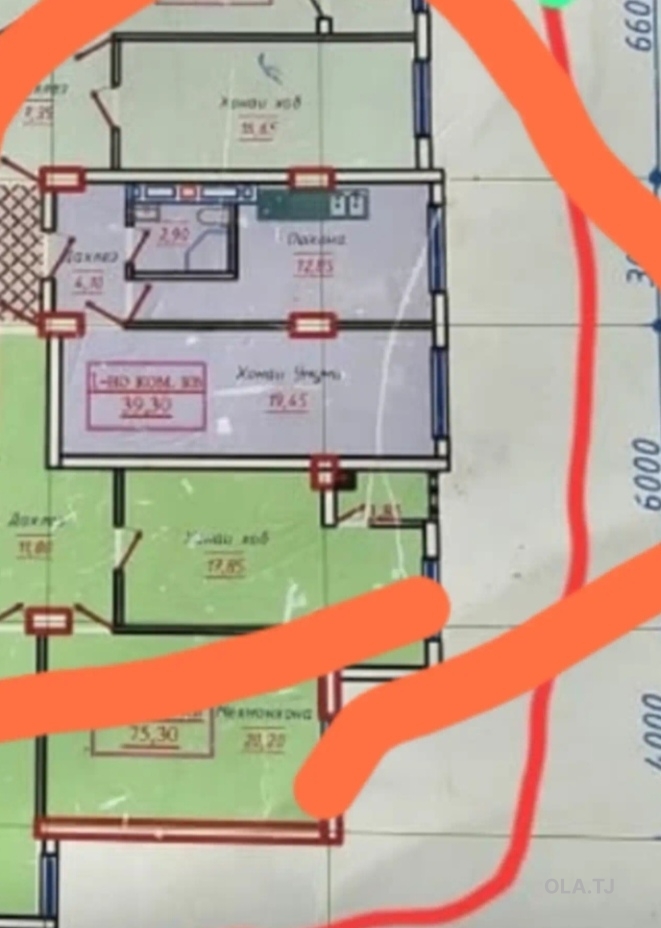 2 комнатная квартира, 3 этаж, 39 м²