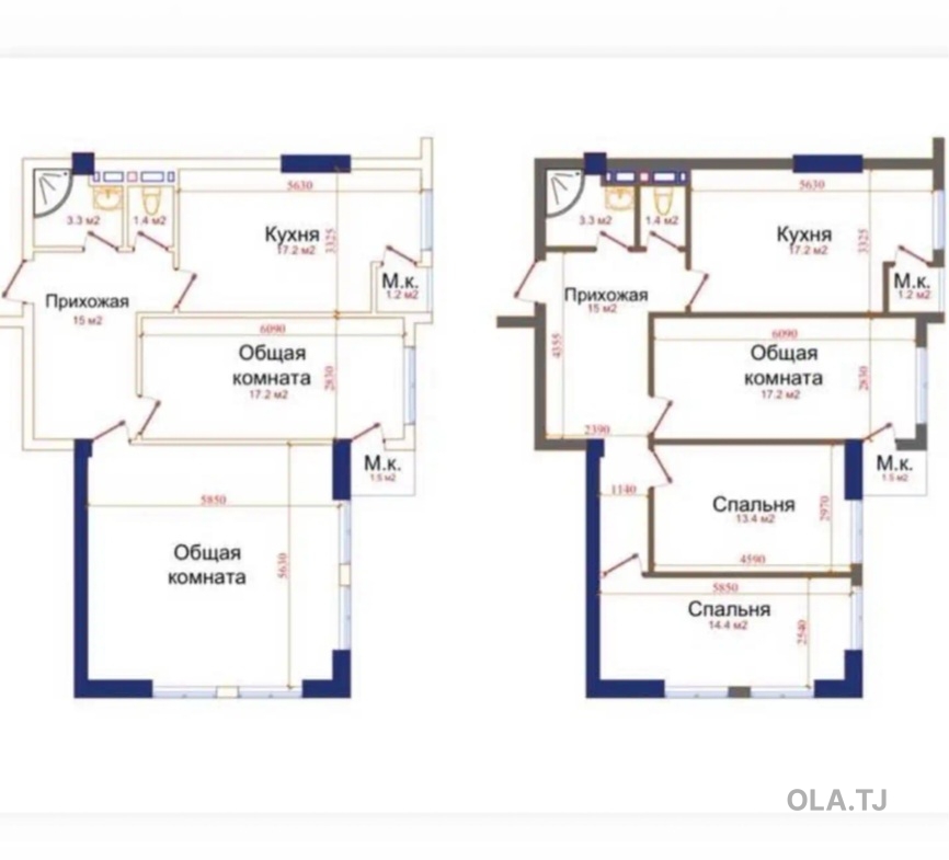 3 комнатная квартира, 16 этаж, 82 м²