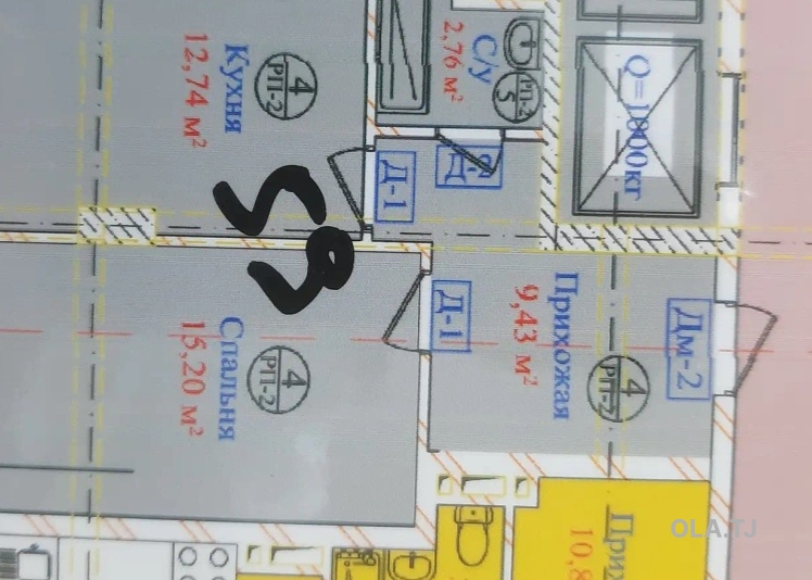 1 комнатная квартира, 8 этаж, 40 м²