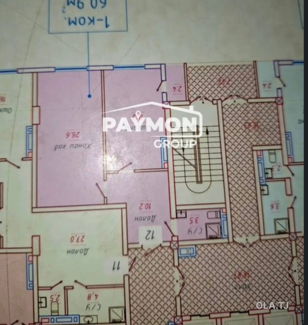 2 комнатная квартира, 5 этаж, 61 м²