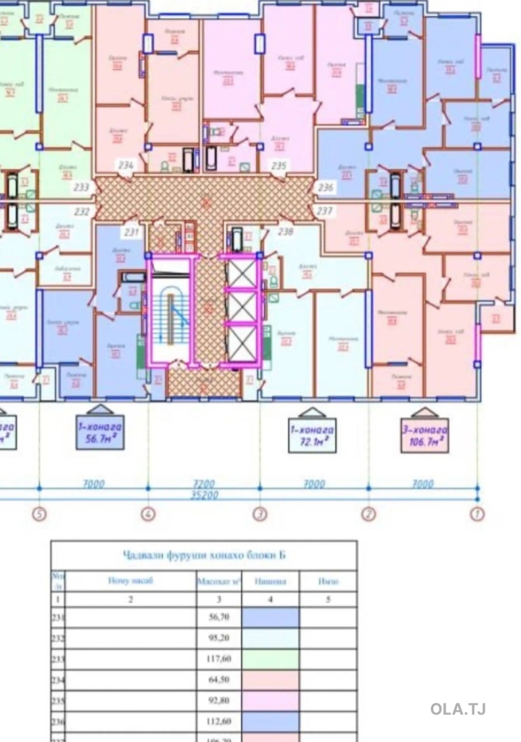 6 комнатная квартира, 16 этаж, 56 м²