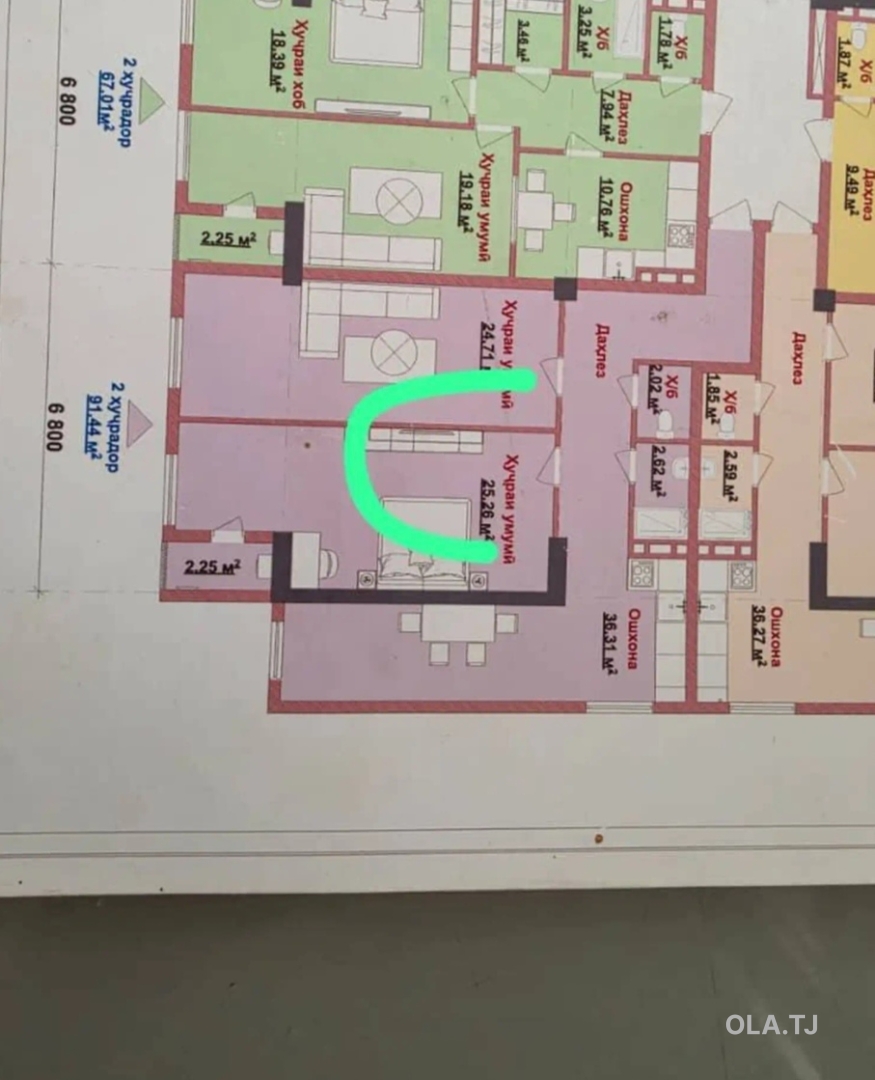 2 комнатная квартира, 10 этаж, 91 м²