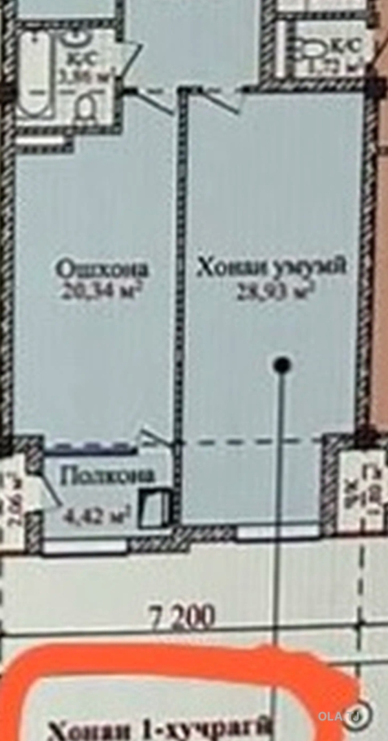 2 комнатная квартира, 12 этаж, 78 м²