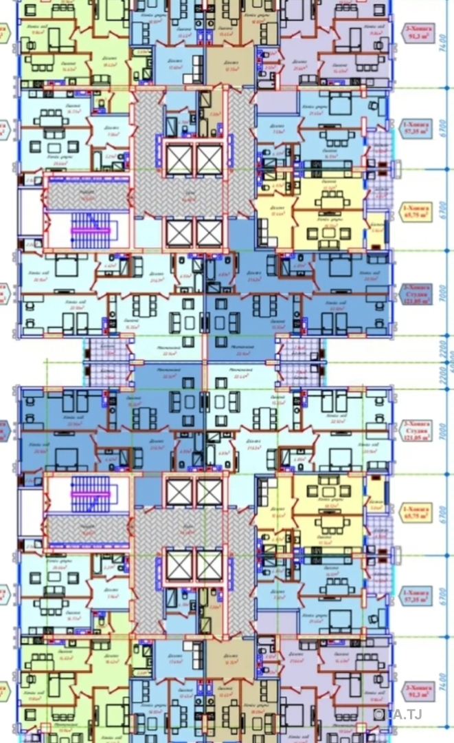 2 комнатная квартира, 11 этаж, 72 м²