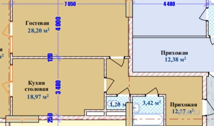 1 комнатная квартира, 16 этаж, 82 м²