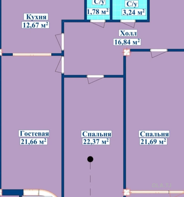 3 комнатная квартира, 11 этаж, 107 м²