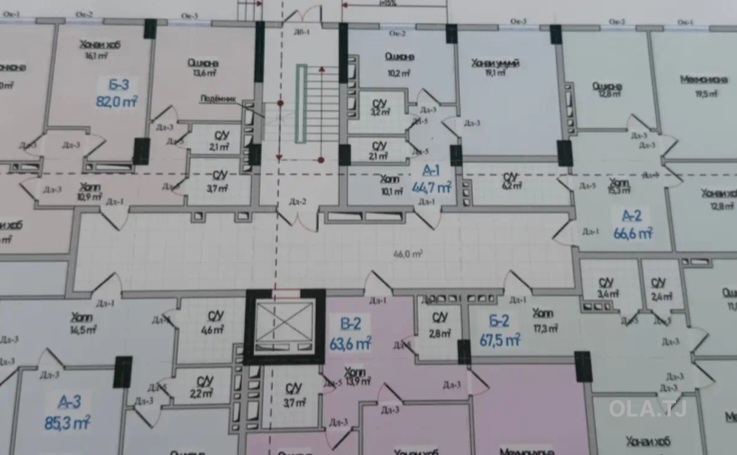 2 комнатная квартира, 8 этаж, 68 м²