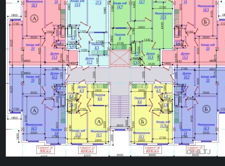 2 комнатная квартира, 1 этаж, 55 м²