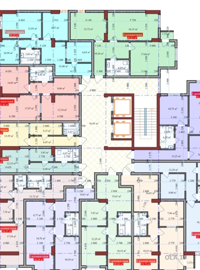 2 комнатная квартира, 5 этаж, 50 м²