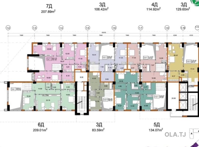3 комнатная квартира, 3 этаж, 84 м²