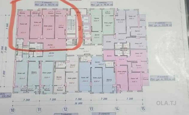 3 комнатная квартира, 9 этаж, 164 м²