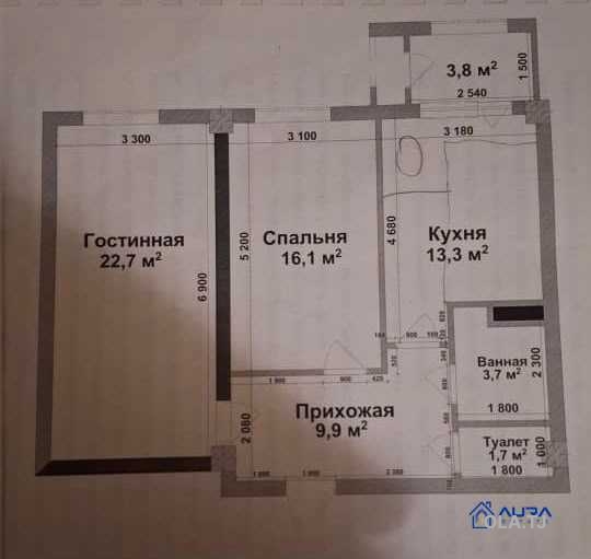 2 комнатная квартира, 7 этаж, 71.2 м²