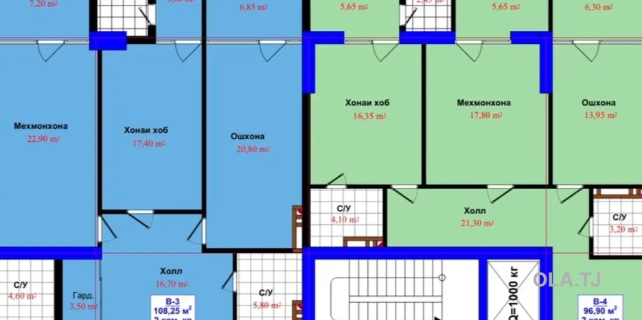 2 комнатная квартира, 10 этаж, 97 м²