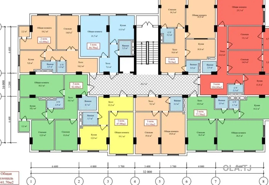 3 комнатная квартира, 7 этаж, 83 м²