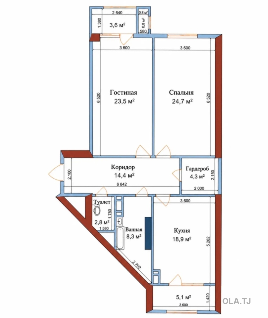 2 комнатная квартира, 17 этаж, 110 м²