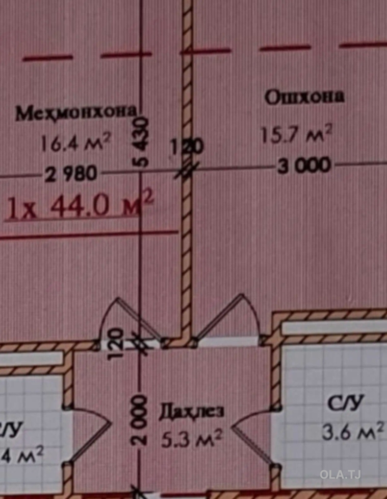 1 комнатная квартира, 12 этаж, 78 м²