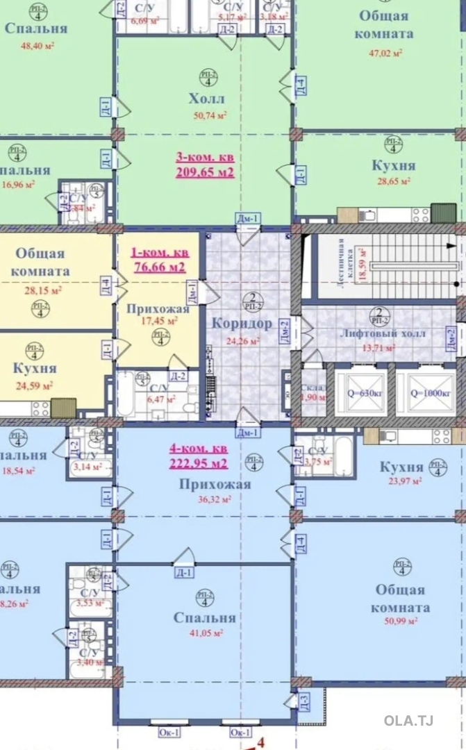 1 комнатная квартира, 11 этаж, 78 м²
