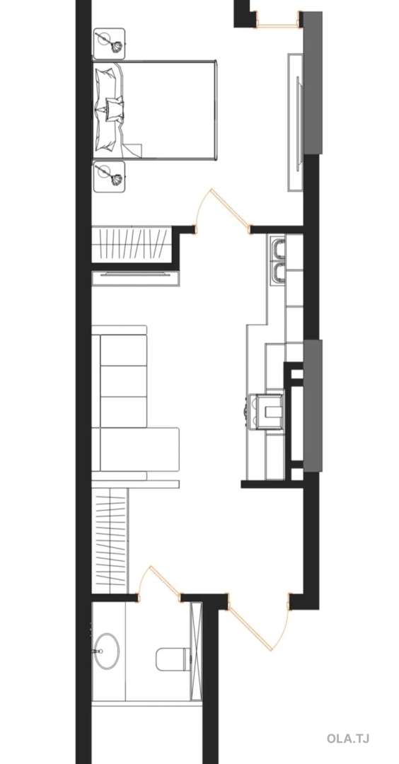 1 комнатная квартира, 11 этаж, 40 м²