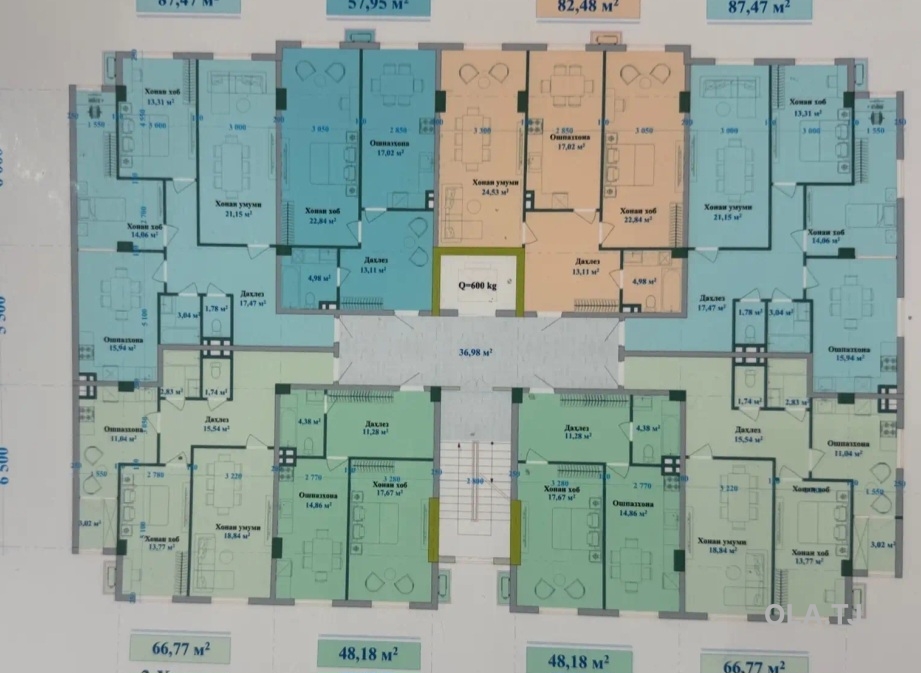1 комнатная квартира, 2 этаж, 58 м²