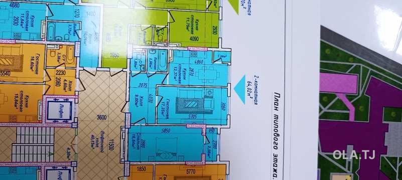 2 комнатная квартира, 2 этаж, 64 м²