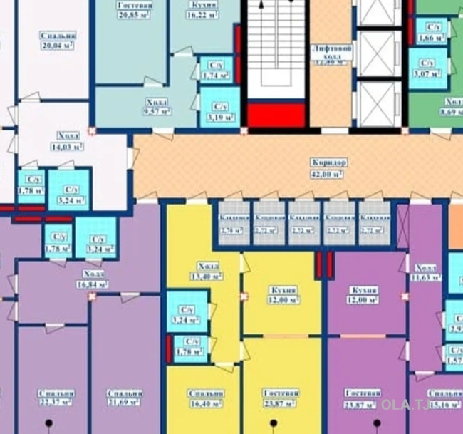 1 комнатная квартира, 12 этаж, 53 м²