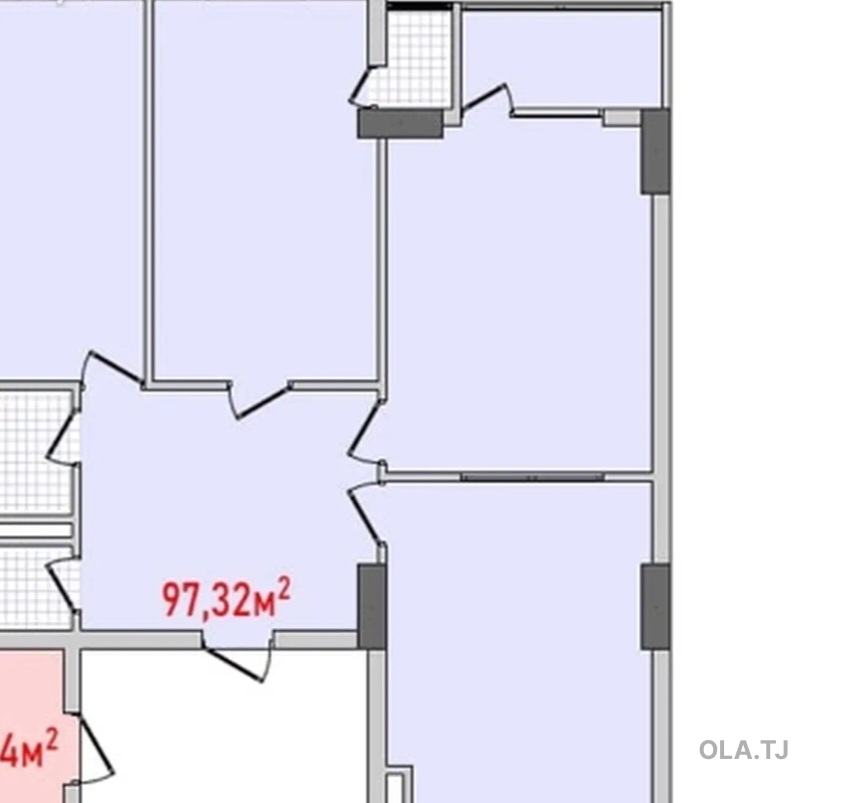3 комнатная квартира, 10 этаж, 97 м²