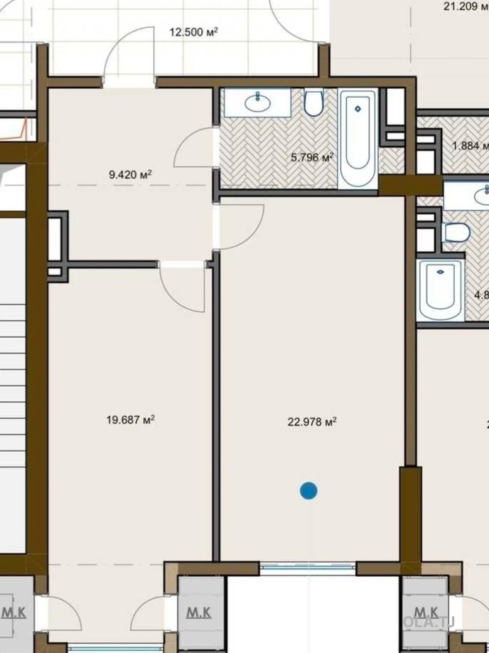 1 комнатная квартира, 13 этаж, 58 м²