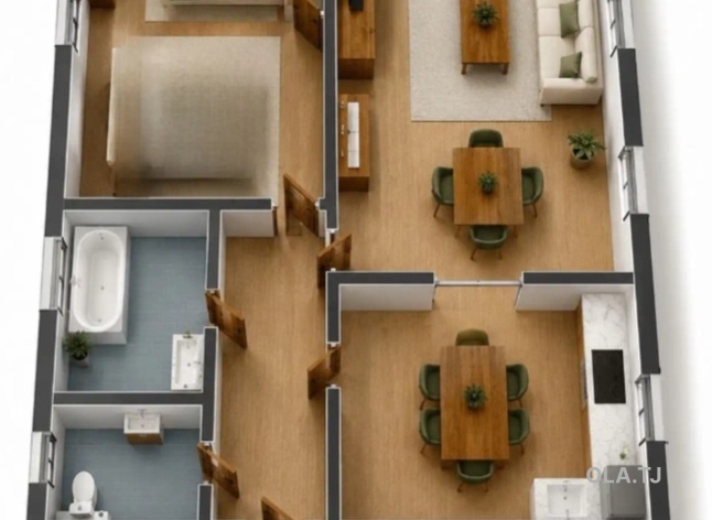 1 комнатная квартира, 6 этаж, 65 м²
