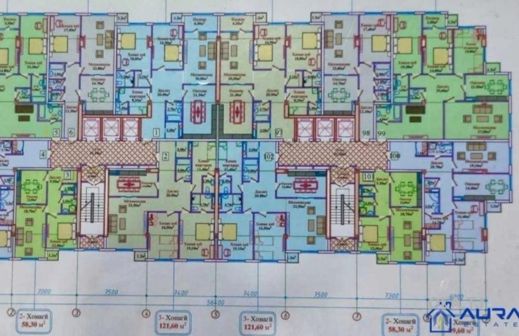2 комнатная квартира, 3 этаж, 76 м²