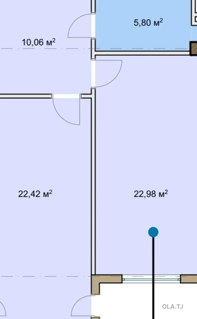 1 комнатная квартира, 8 этаж, 62 м²