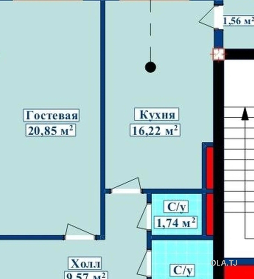1 комнатная квартира, 4 этаж, 48 м²