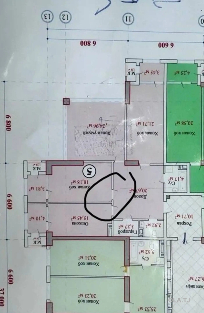 6 комнатная квартира, 13 этаж, 13 м²