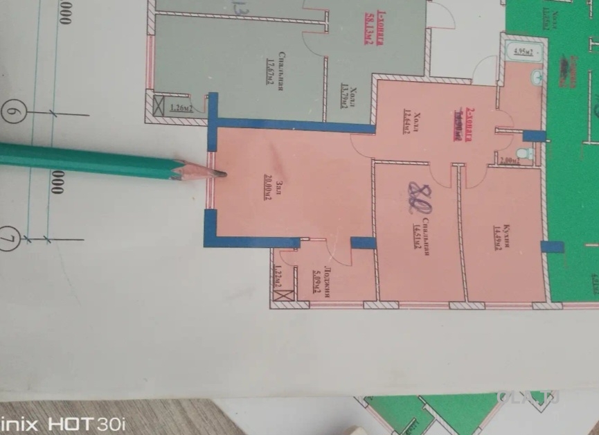 2 комнатная квартира, 12 этаж, 80 м²
