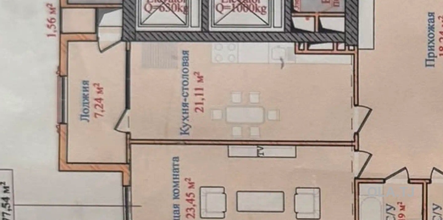 1 комнатная квартира, 13 этаж, 78 м²