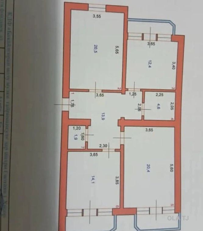 4 комнатная квартира, 6, 100 м²