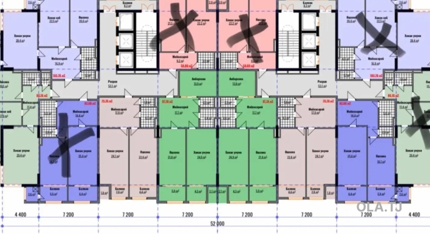 3 комнатная квартира, 13 этаж, 103 м²