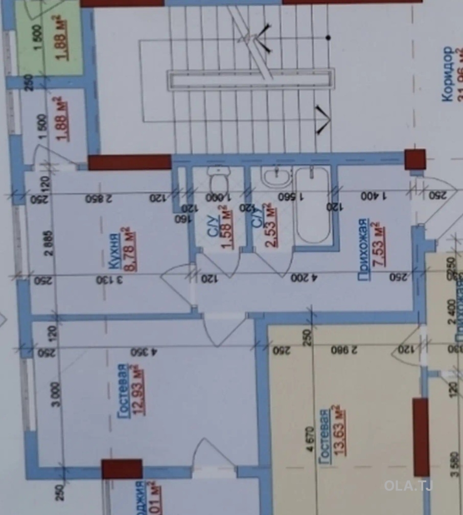2 комнатная квартира, 8 этаж, 38 м²