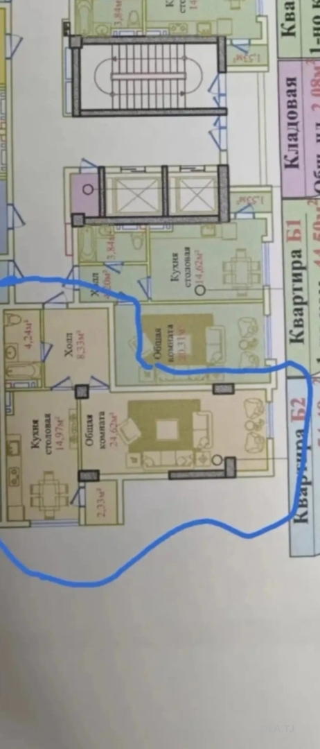 2 комнатная квартира, 10 этаж, 55 м²