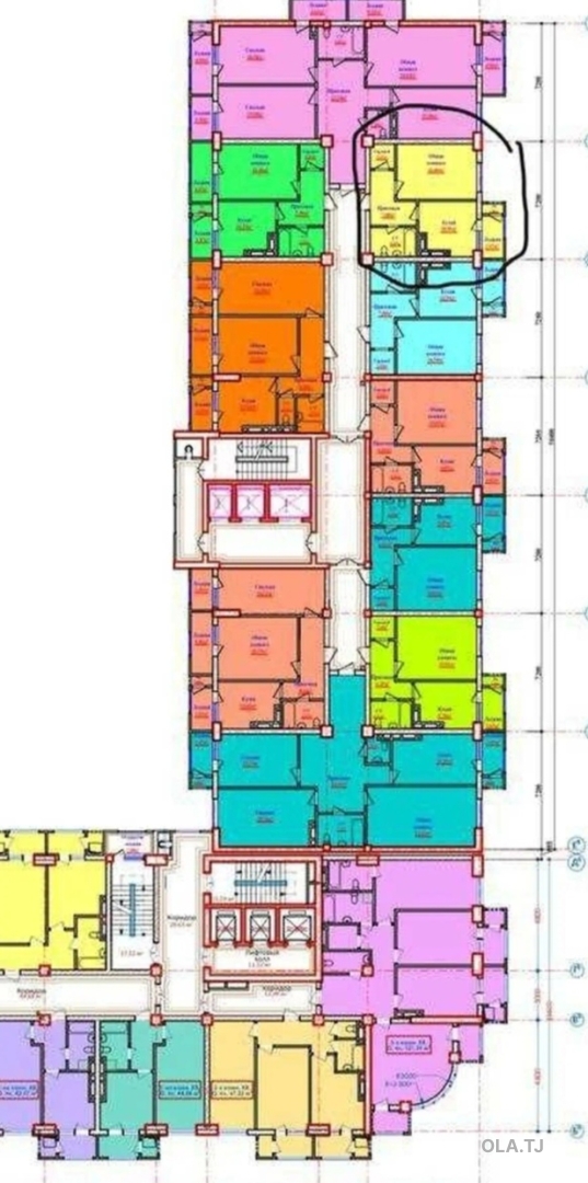 1 комнатная квартира, 6 этаж, 49 м²