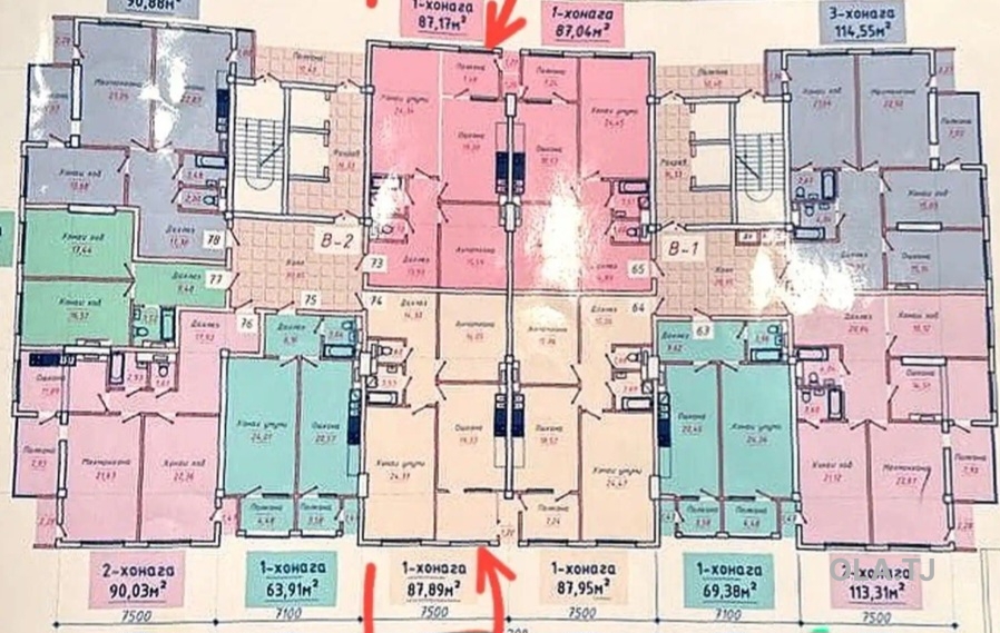 1 комнатная квартира, 10 этаж, 87 м²