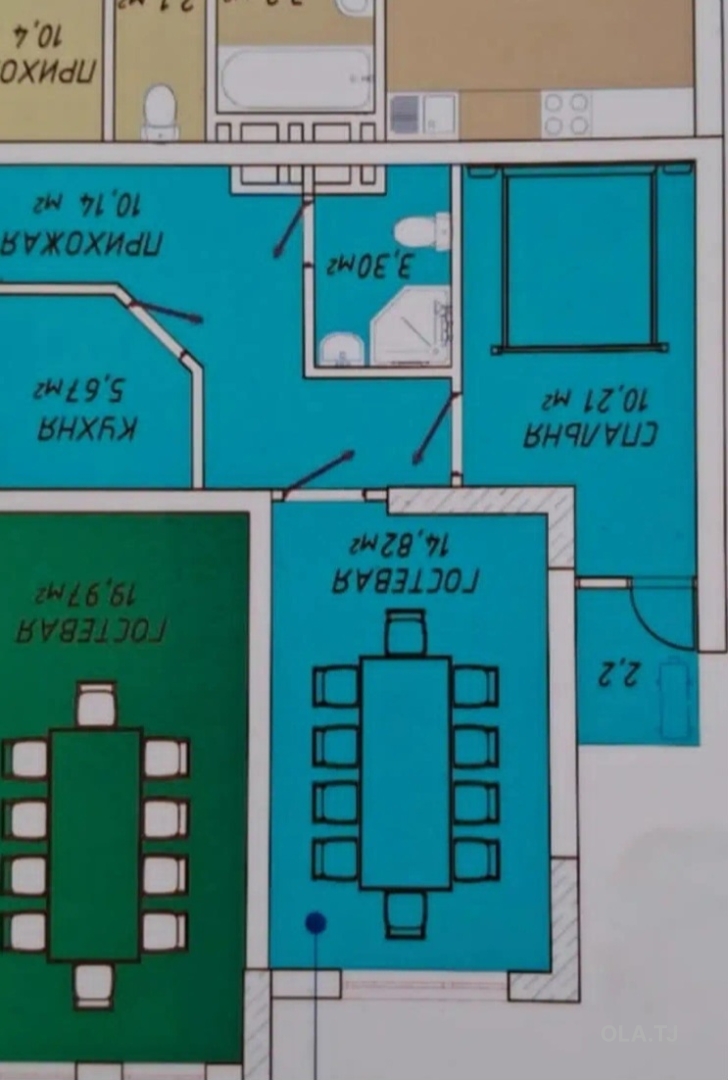 1 комнатная квартира, 2 этаж, 48 м²