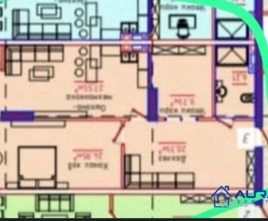 2 комнатная квартира, 17 этаж, 91 м²