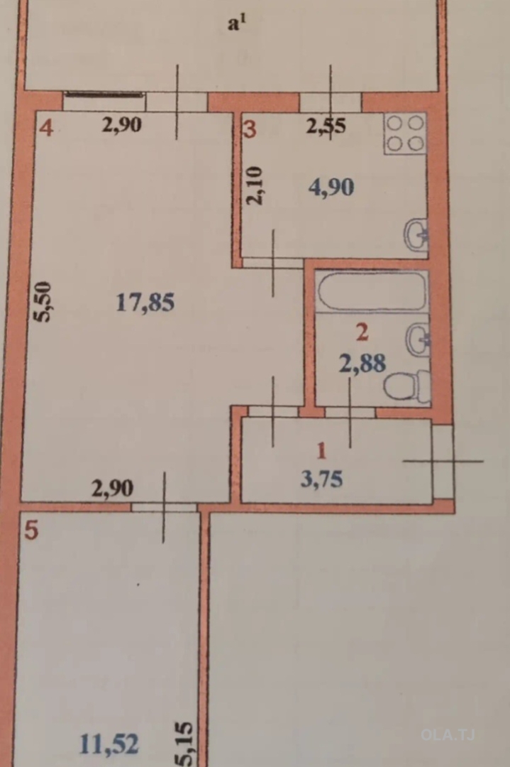 2 комнатная квартира,  этаж,