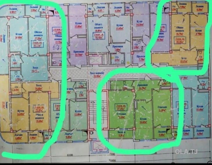 2 комнатная квартира, 11 этаж, 60 м²