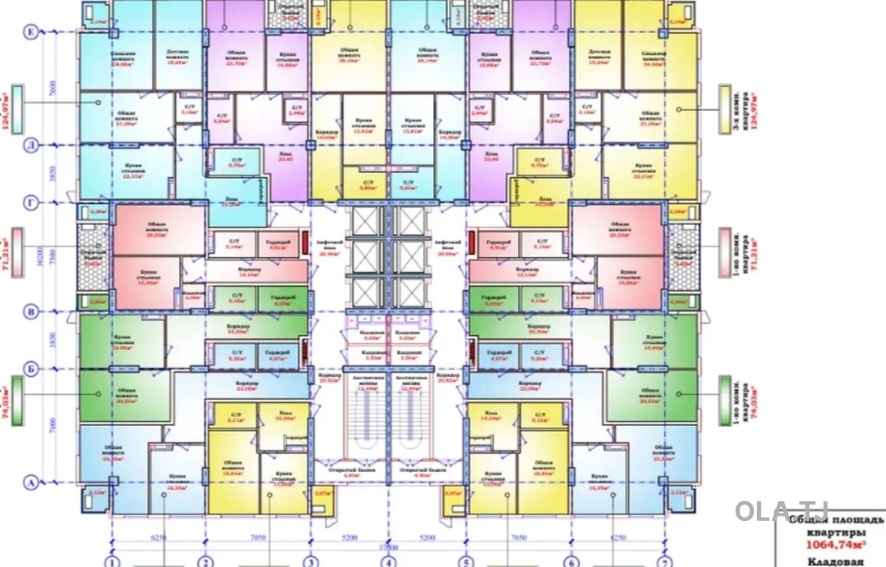 1 комнатная квартира, 10 этаж, 71 м²