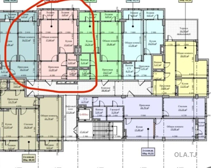 2 комнатная квартира, 2 этаж, 53 м²