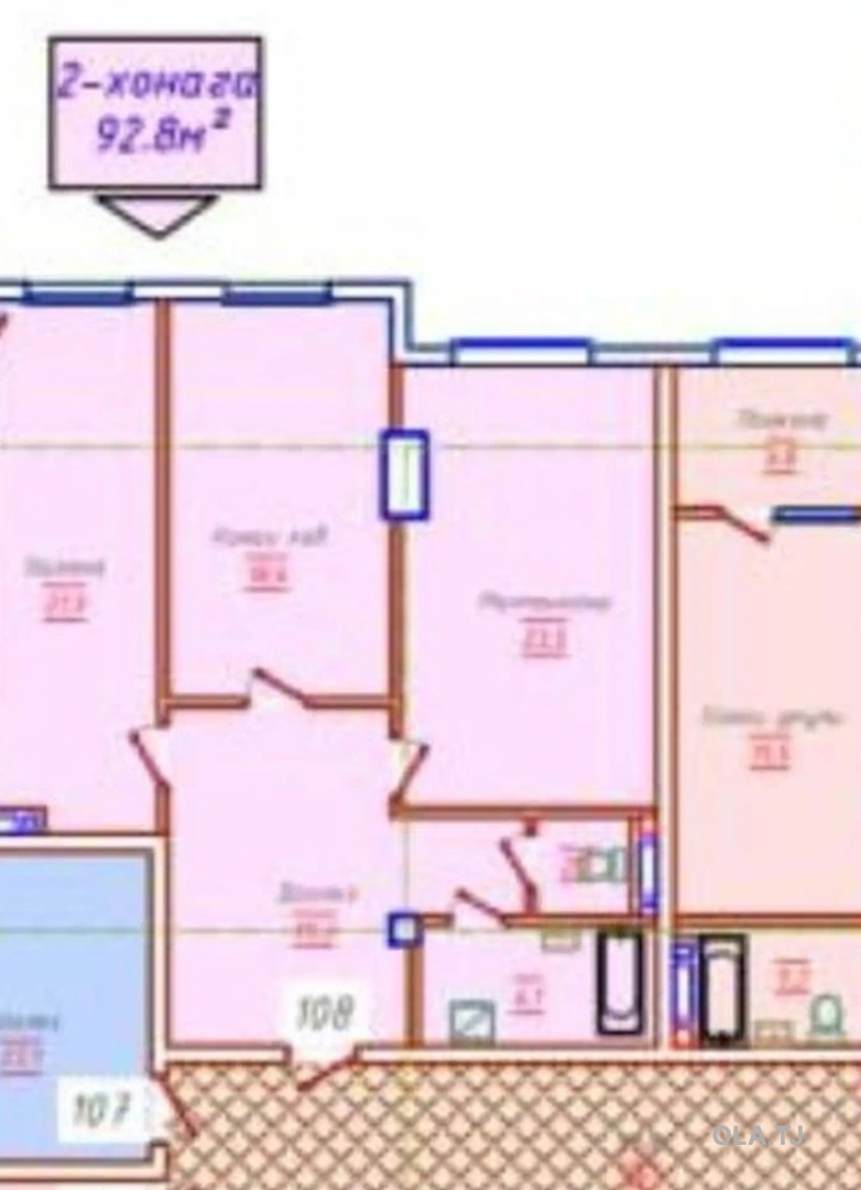 3 комнатная квартира, 16 этаж, 92 м²